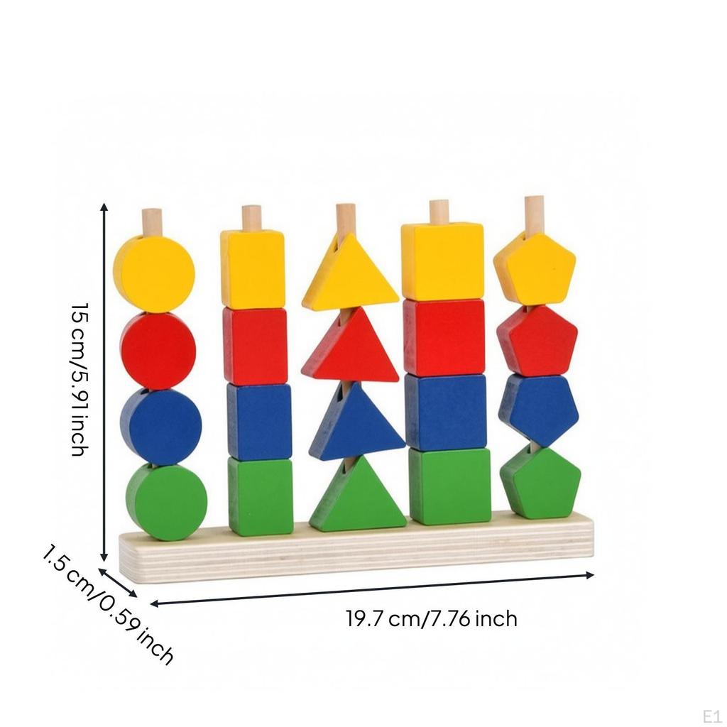 Educational Shape Sorter with Pegs | WaterBased Painted Finish, Stacking Toy Pegs, for Home