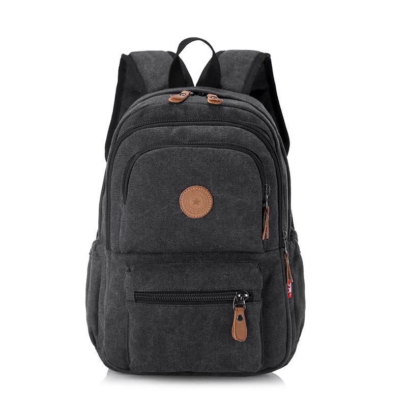 Korean Version Trendy Backpack Casual Canvas Backpack Unisex Travel Computer School Bag Large Capacity Retro Student Backpack