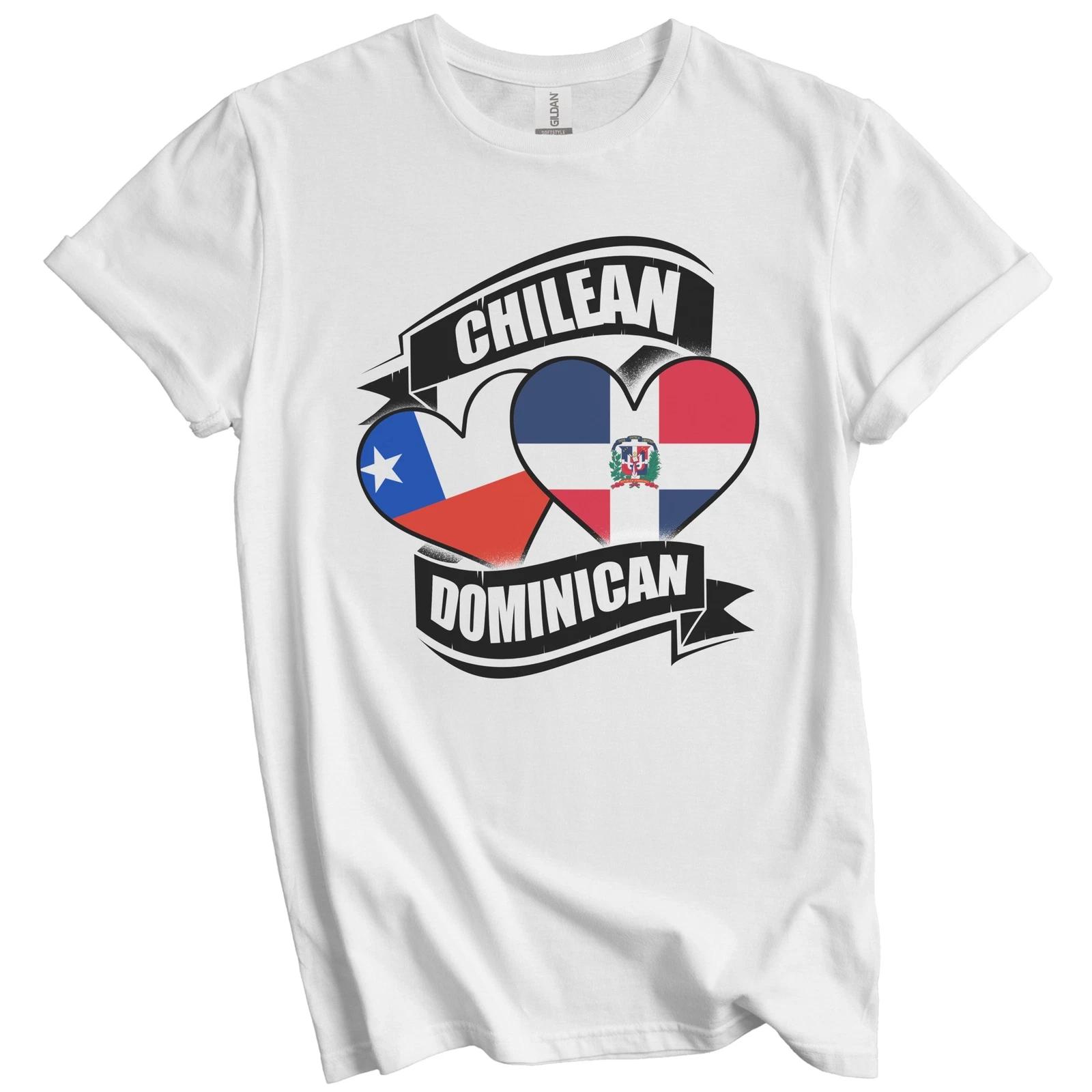 Chilean Dominican Hearts Chile Dominican Republic Flags T-Shirt L