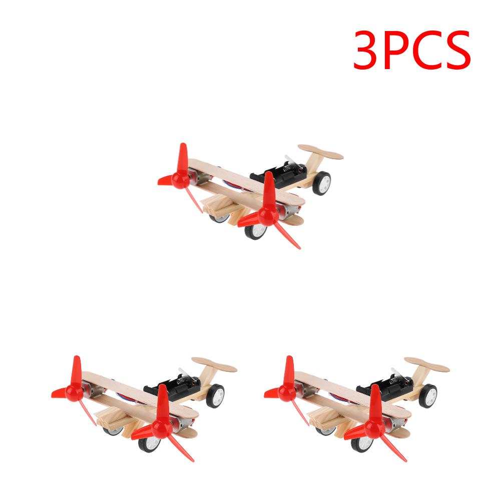 Twin Blades Assembled Aircraft Set Toy Battery Powered DIY Aircraft Model Toy Eco-Friendly Wooden for Intellectual Development