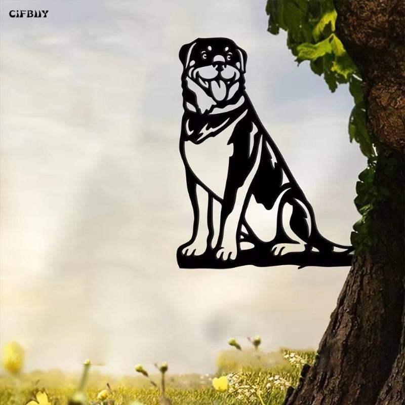 Metal Rottweiler Silhouette Garden Home Decor Gift