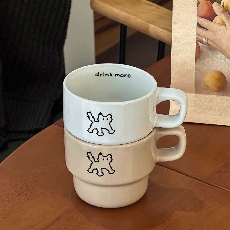 Simple Stacked Cups Puppy Cup Kitten Cups Windy Appearance Mug Coffee Cup Water Cup Couple