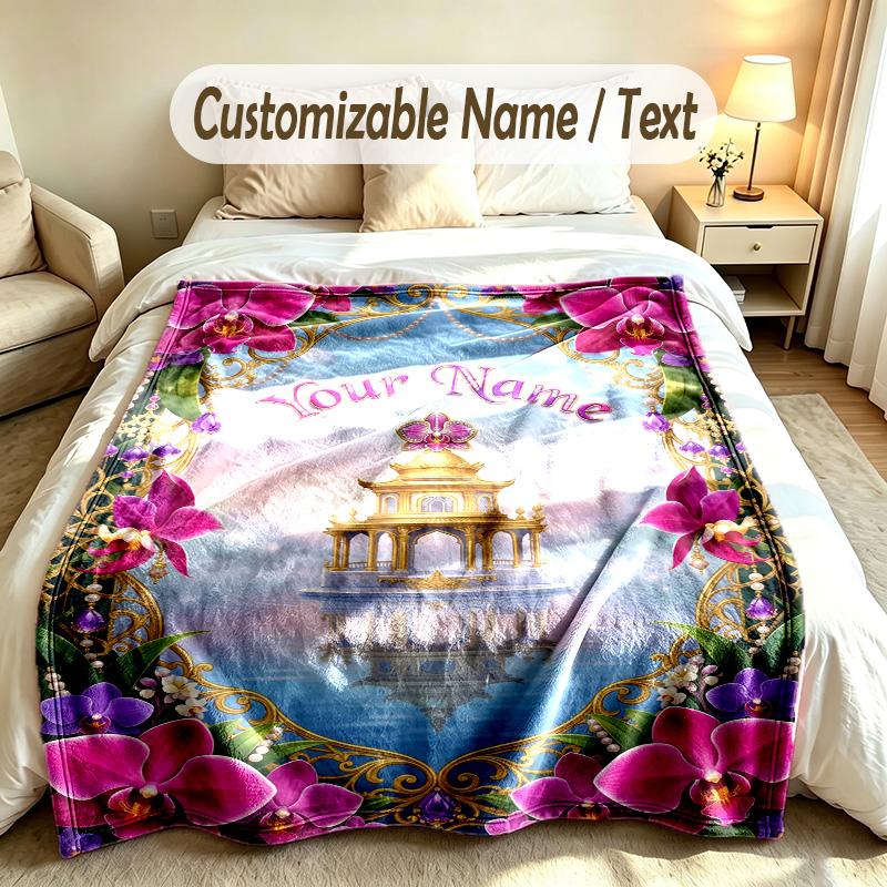 Fantasy Magic Theme Soft Blanket Personalized Custom Name Text Print Warm Blanket Home Sofa Bedroom Decor