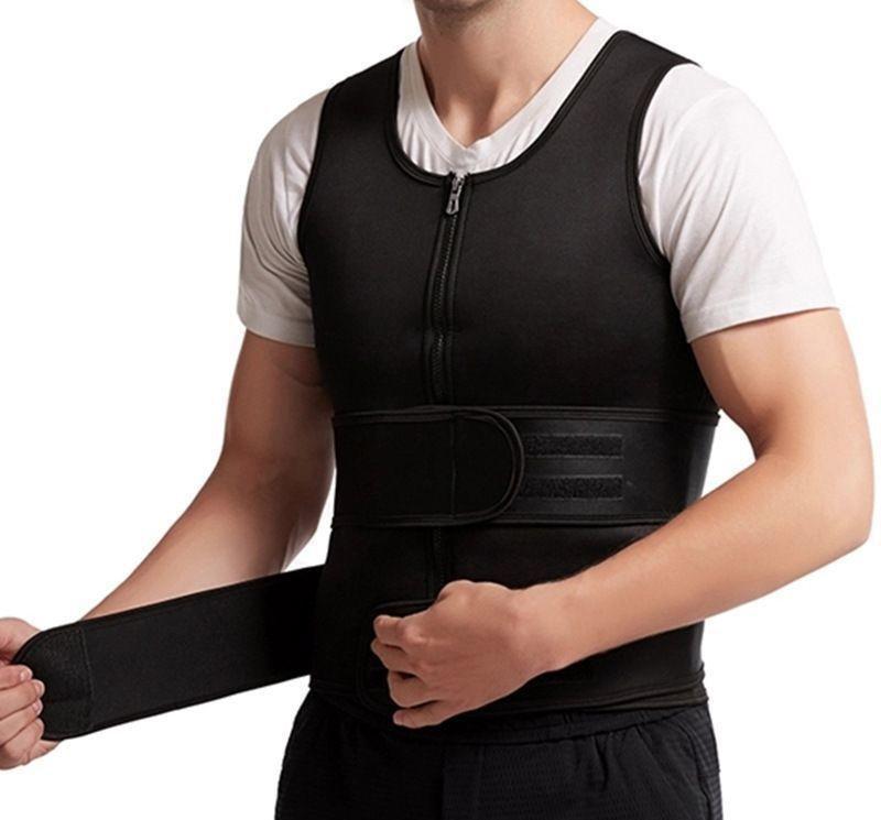 

Men’s Neoprene Sweat Vest: Double Waistband Tummy Control & Sport Waist Trainer XL чёрный