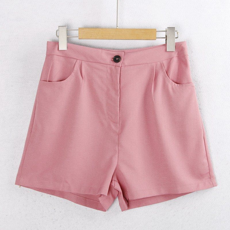 

1056 Suit Set Spring/Summer Lapel Double Breasted Long sleeve Pink Long sleeve Outerwear + High Waist Zip-up Wide Leg Shorts Cherry Blossom shorts L