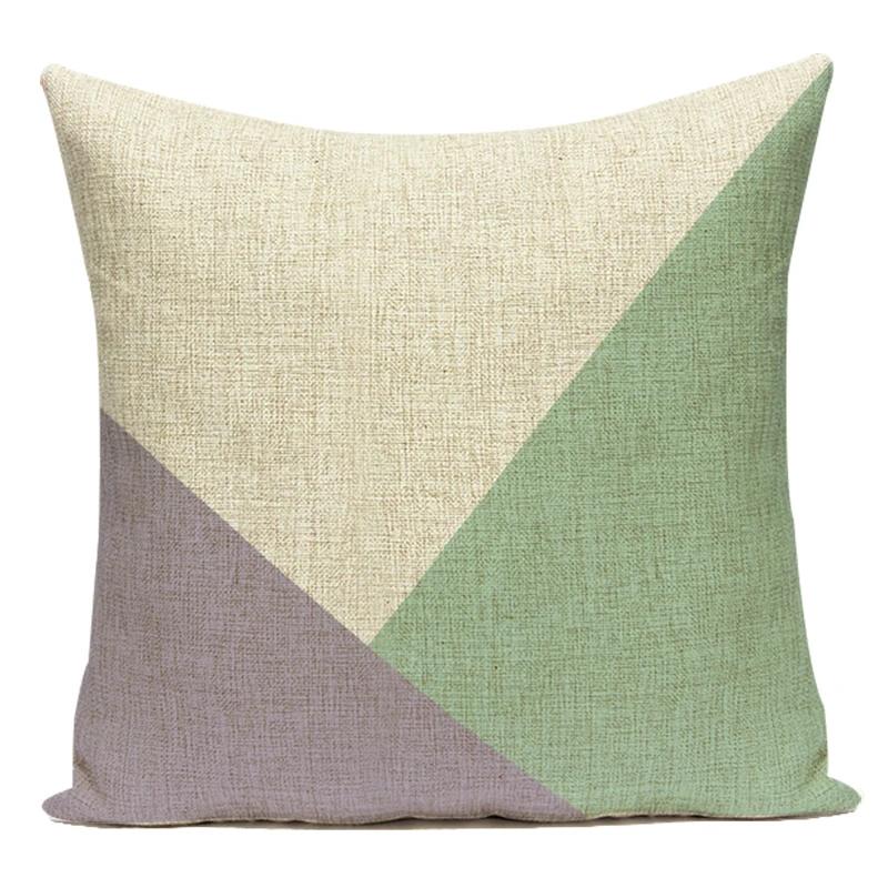 Decorative Throw Pillows Case Simply Green Geometric Polyester Sofa Cushion Cover For Living Room Home Decoration