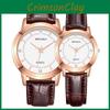 Couples Leather Wristwatch Pair With Quartz Movement And 24 Hour Indicator For Gift And Fashion