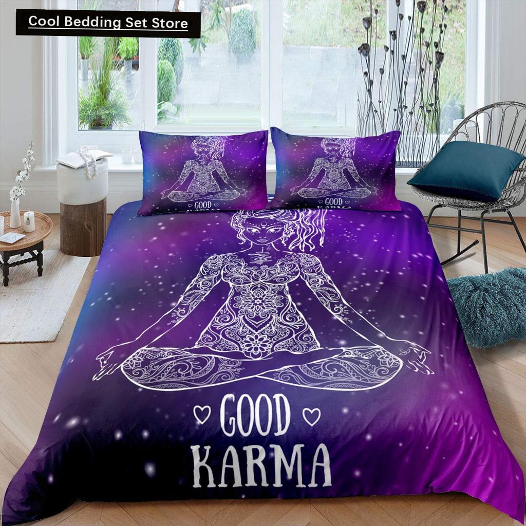 Bohemian King Queen Duvet Cover Yoga Comforter Cover Chakra Meditation Hamsa Eye Bedding Set Exotic Boho Polyester Quilt Cover