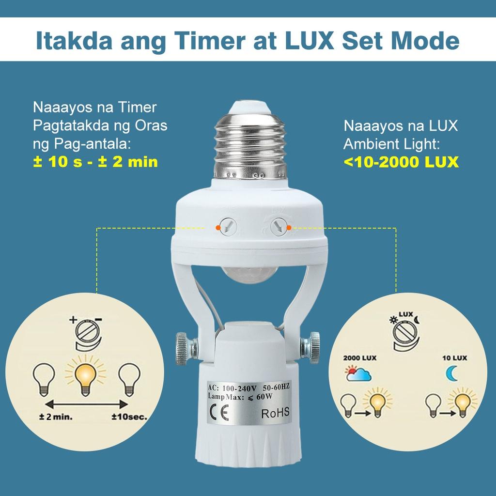 E26/E27 AC 110-240V 60W Infrared Motion Light Sensor Intelligent Bulb Lamp Base Switch