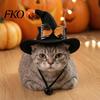 Halloween Pet Accessories Cat Wizard Hat, Bent Pointed Hat with Pumpkin Bell, Festive Costume Sequined Bow for Cats Small Dogs
