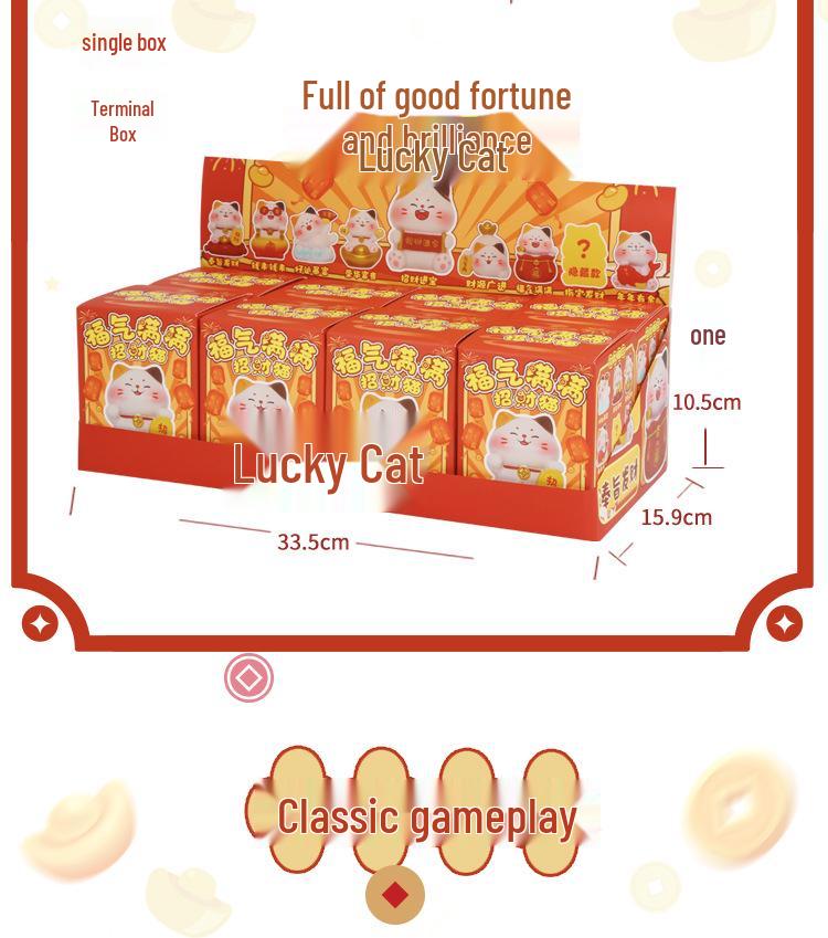 Blessings Beckoning Cat Blind Box: Wealth & Treasure Design Desktop Ornament Gift