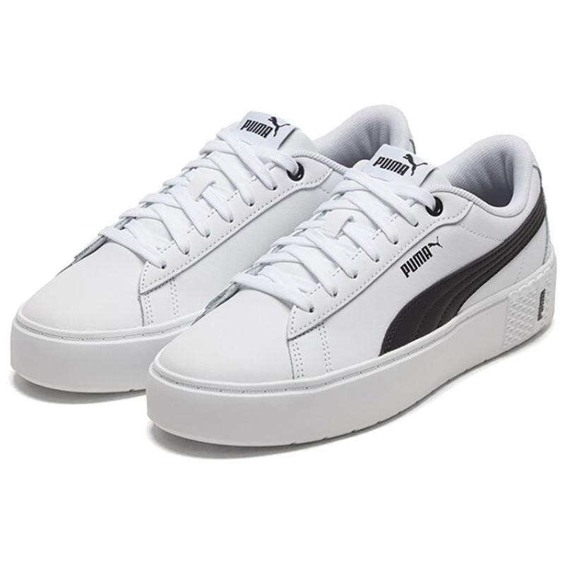 Puma Smash Platform V2 Women's Low Top Sneakers Black White 373035-02