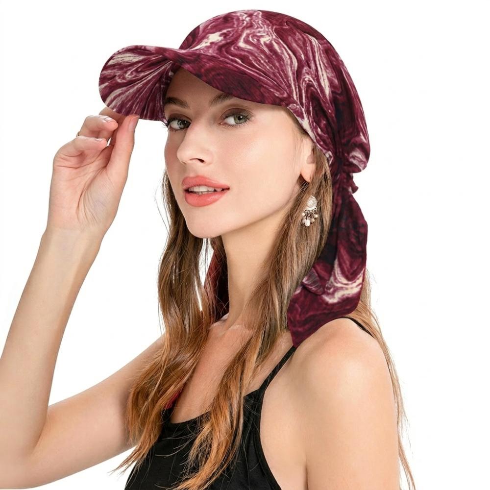 Floral Print Strapped Baseball Cap With Brim Wrap Hair Summer Headscarf Hat Breathable Versatile Turban Hat Everyday Outfits