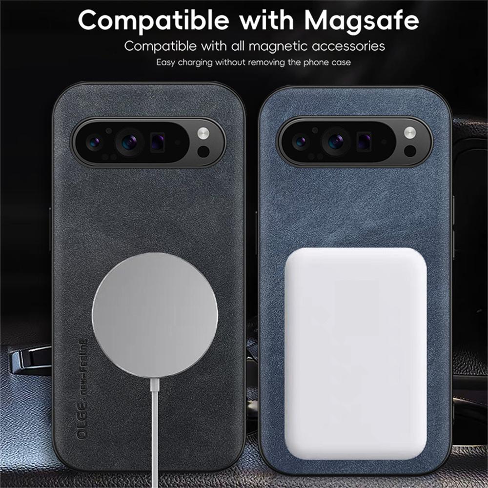 

WANLONFENG YBP Series For Google Pixel 9 Pro Magnetic Case with Tempered Glass Film PU Leather+TPU Phone Cover Large Cutout Green