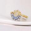 Personalized Simple Design Sense of Sun and Moon, Stacked with Diamonds, Sun and Moon Couple Ring Ring