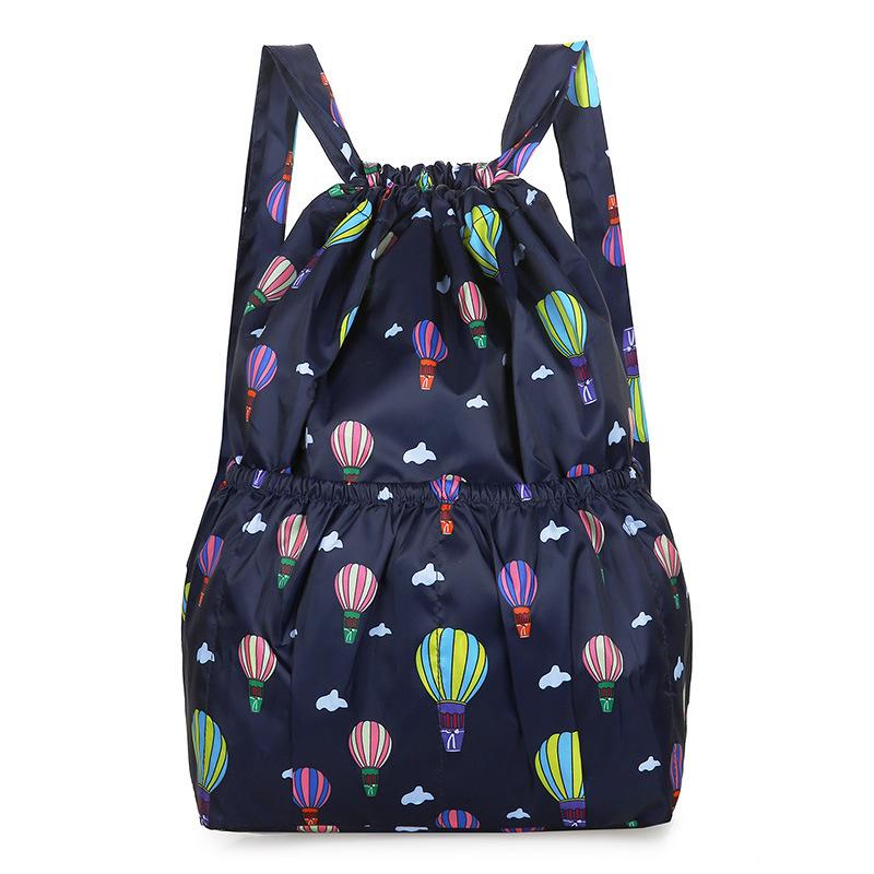 New large-capacity backpack, lightweight bundle drawstring, double backpack, outdoor shopping backpack, folding large schoolbag.