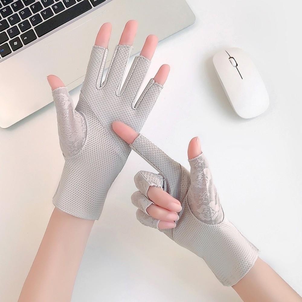 Non-slip Exposed Finger Gloves Thin Half-finger Gloves New Sun Protection Gloves  Women