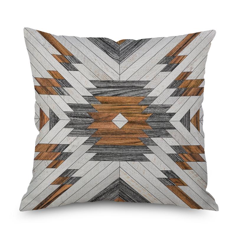 Home Decor Nordic Brown Geometric Ornament Pillow Cover Sofa Chair Printed Car Cushion Cover