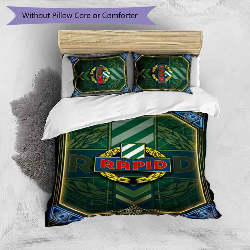 Rapid Wien FC Printed 3PCS Bedding Set Breathable Duvet Cover with Pillowcases Decorative Bed Linen for Bedroom Home