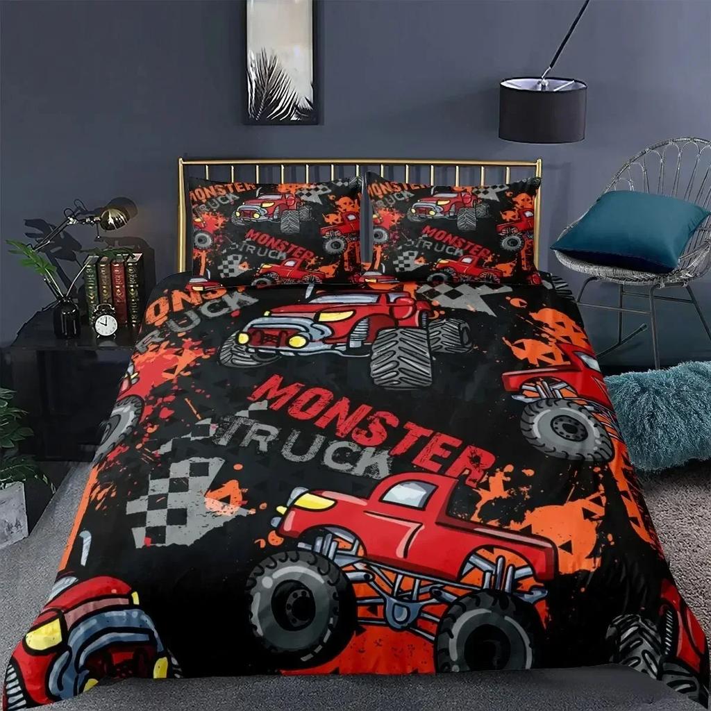 Monster Truck Bettdecke Bettwäscheset Bettbezugset 3D Bettwäsche Digitaldruck Bettwäsche Queen Size Bettwäscheset Dropshipping