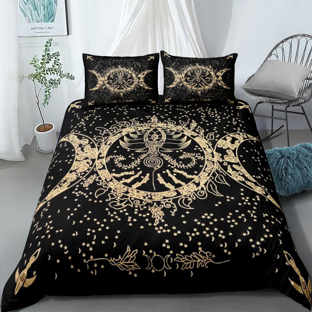 

Lunar and Sun Worship Duvet Cover Set Double King Full Queen Size Bed Linen Set 140x210cm
