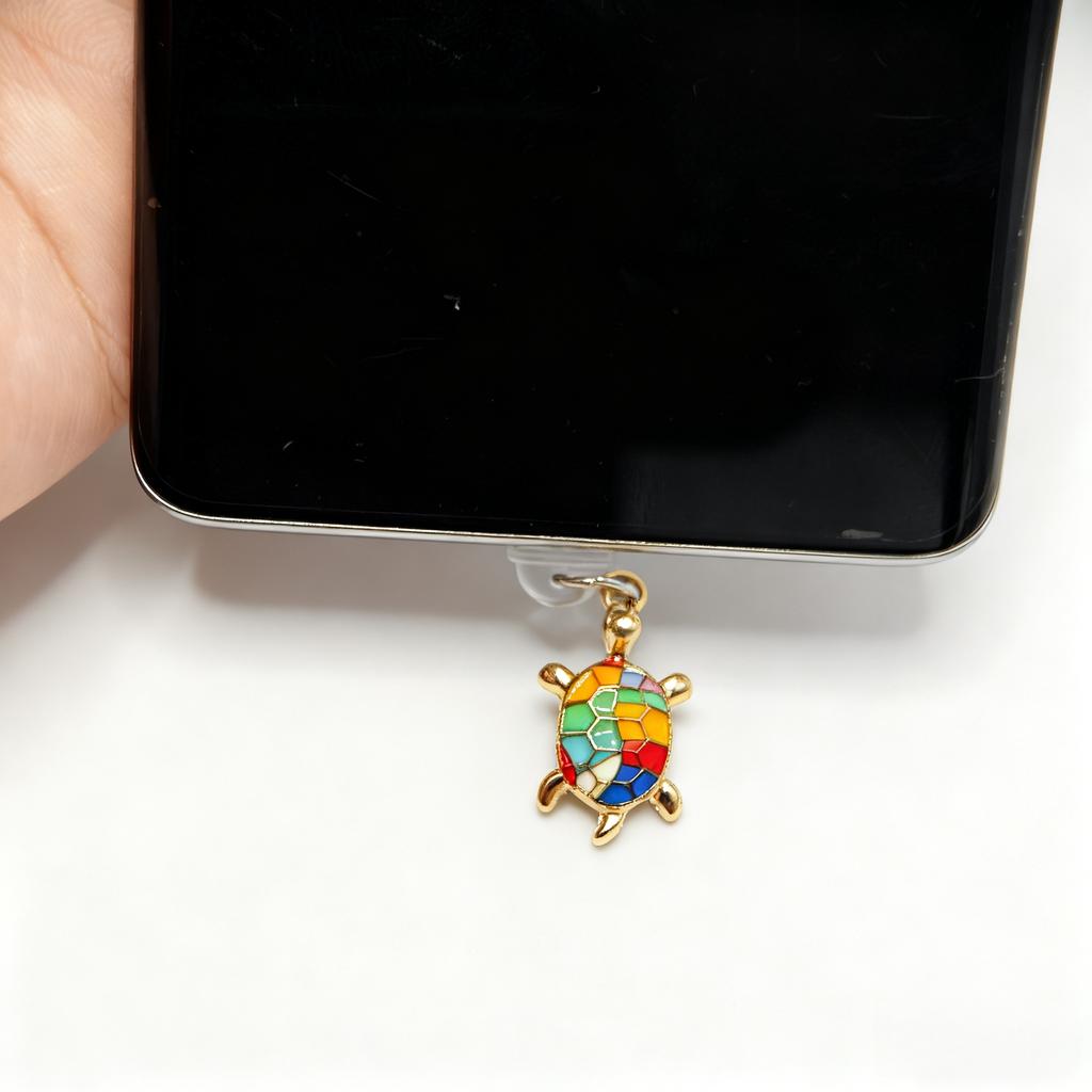 Colorful Sea Turtle Phone Dust Plug, Fun Ocean-Themed Charm, Exquisite Phone Accessory, Small Gift,  Christmas, Anniversary, New Year