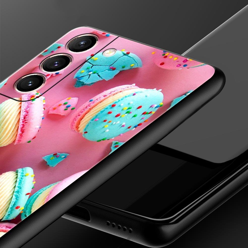 Cute Macarons Dessert Case For Samsung Galaxy S22 S21 S20 Ultra FE 5G S24 S9 S10 Plus S23 S10E Silicone Phone Cover