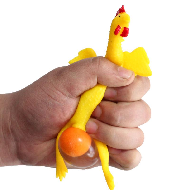 Funny Chicken Egg Laying Hens Crowded Stress Ball Keychain Creative Funny Spoof Tricky Gadgets Toys Chicken Keyring Key Chains