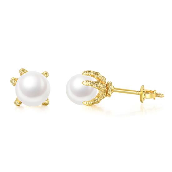 1 Pair Unisex Stud Earrings Claw Faux Pearl Jewelry Hip Hop Screw Texture Stud