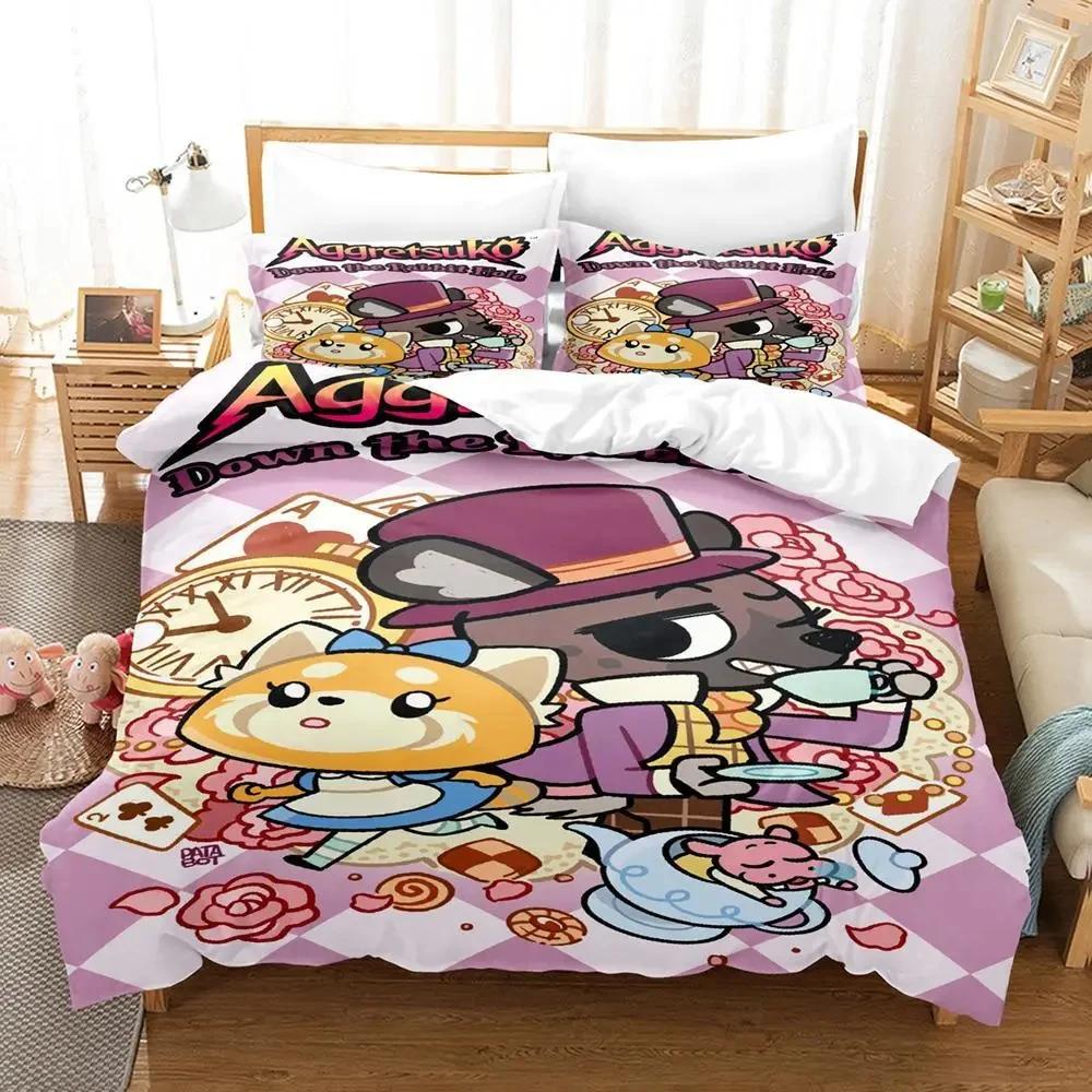 3D Print Cartoons Aggretsuko Bedding Set Duvet Cover Bed Set Quilt Cover Pillowcase Comforter king Queen Size Boys Adult Bedding