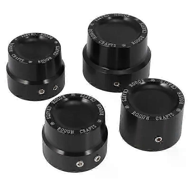 4 Pcs Black Aluminum Rough Craft Carving Front & Rear Axle Nut Covers Caps Fit For Sportster XL883 XL1200 Dyna Touring V- hwy