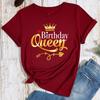 Queen Birthday Pattern Cotton T-Shirt Short Sleeve Round Neck Women 2d Print Tops