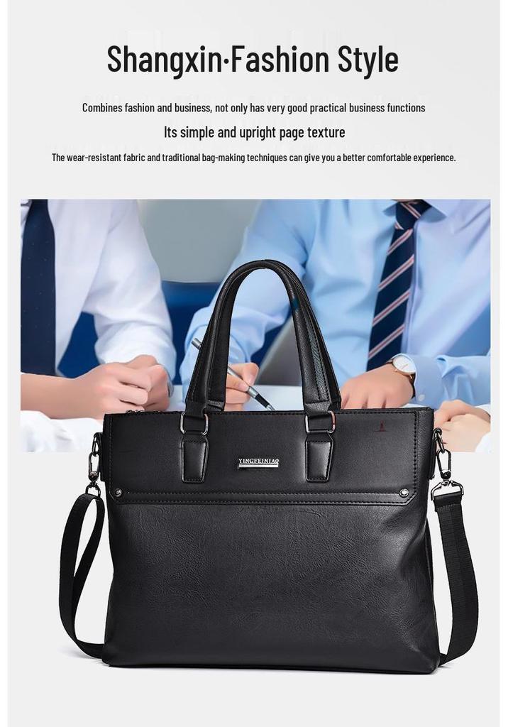 Men's Business Briefcase Laptop Bag - Large Capacity A4 Document Handbag