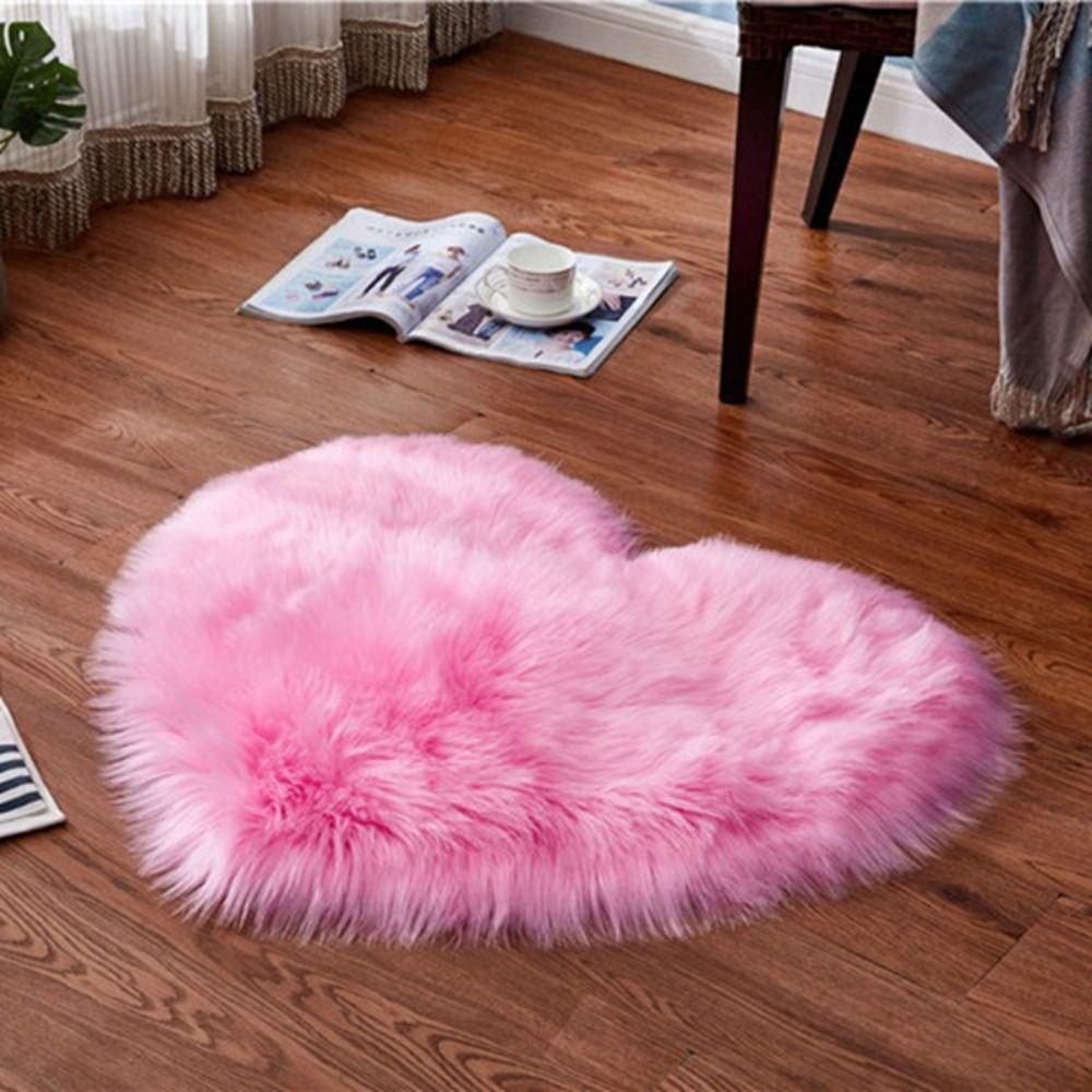 Fluffy Plush Carpets Shaggy Floor Mat Cushion Heart Shaped Rug Home Decor
