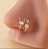 Gold Silver U-Shape No-Piercing Nose Clip with Butterfly Heart Snowflake Rhinestones