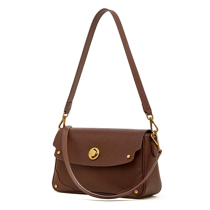 Genuine Leather Vegetable-Tanned Cowhide Bag for Women 2025 Winter New Single Shoulder Messenger Bag