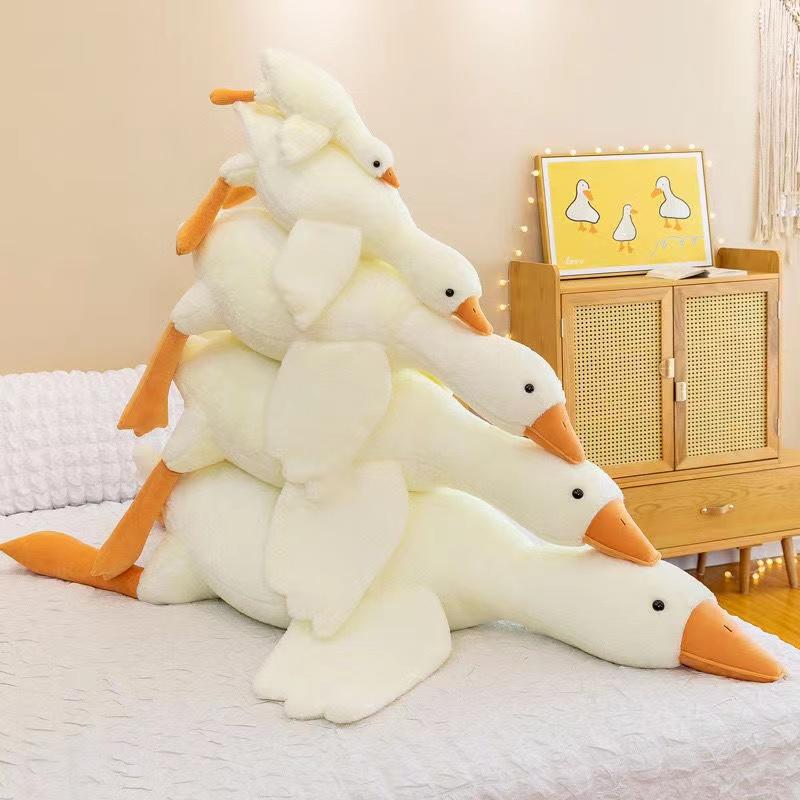 50-190cm Kawaii Quality Giant Colorful Goose Plush Toy Big Stuffed Animal Goose Soft Doll Sleeping Pillow Cushion Children Gifts