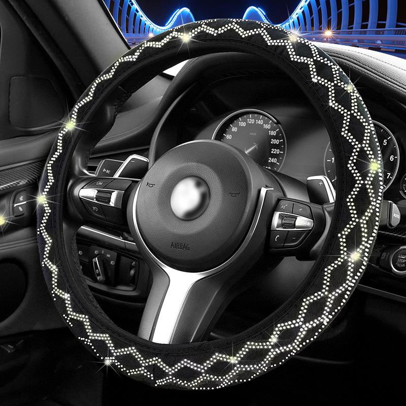 Car Auto Steering Wheel Cover Crystal Sparkle Diamond Anti-slip Protector