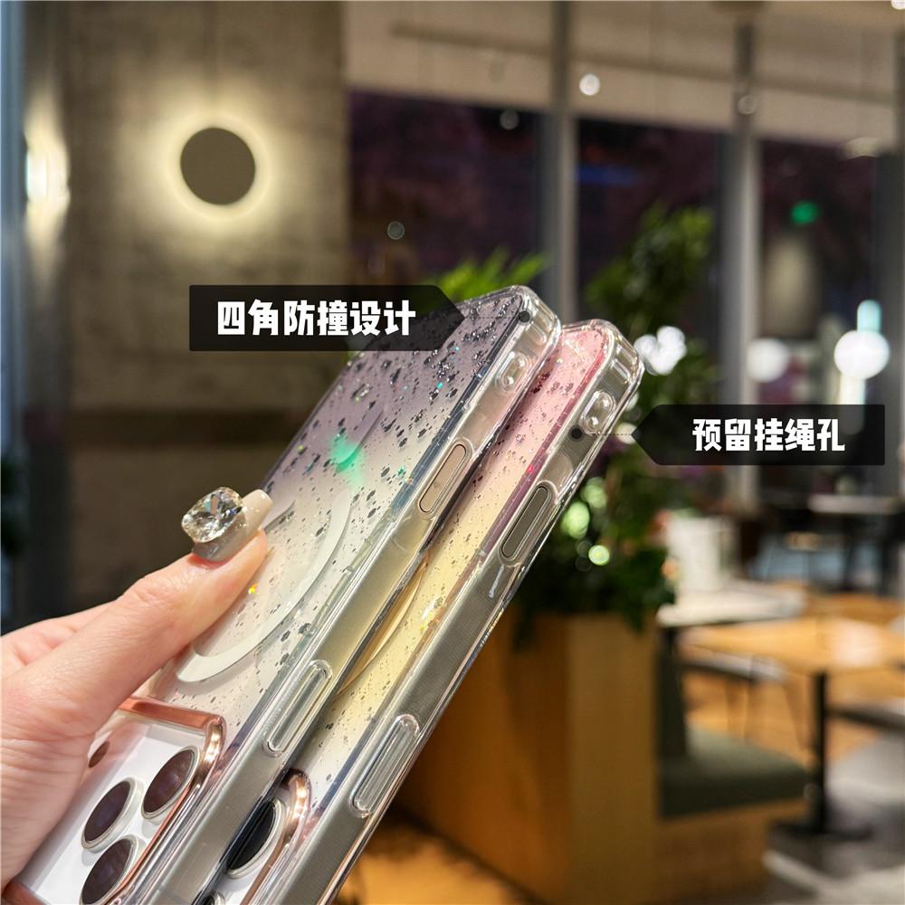 Applicable iPhone17 gold foil mobile phone case magnetic suction apple 15pro starry sky transparent mate60pro protective case