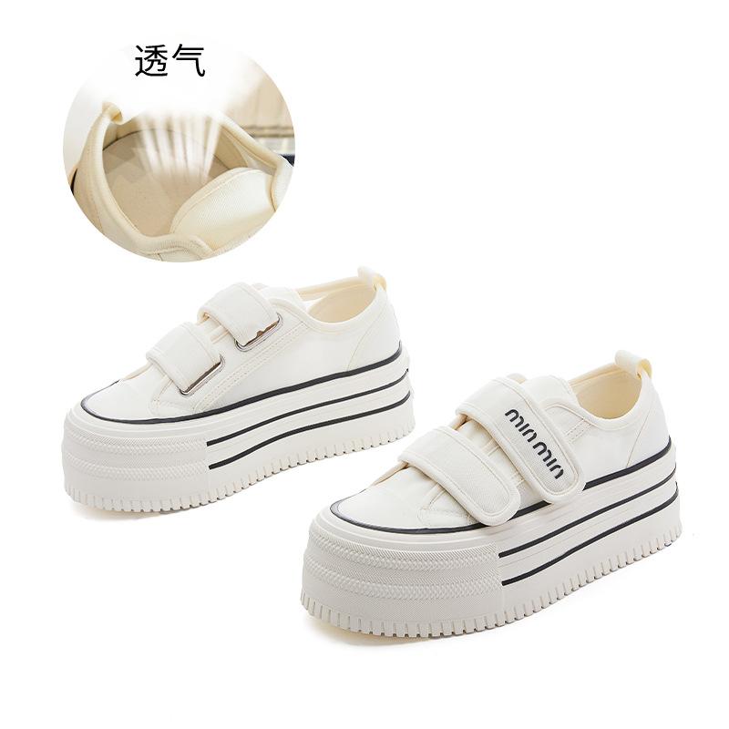 Platform white shoes women s 2026 mesh breathable muffin shoes casual single shoes Velcro women s shoes 40 бежевый