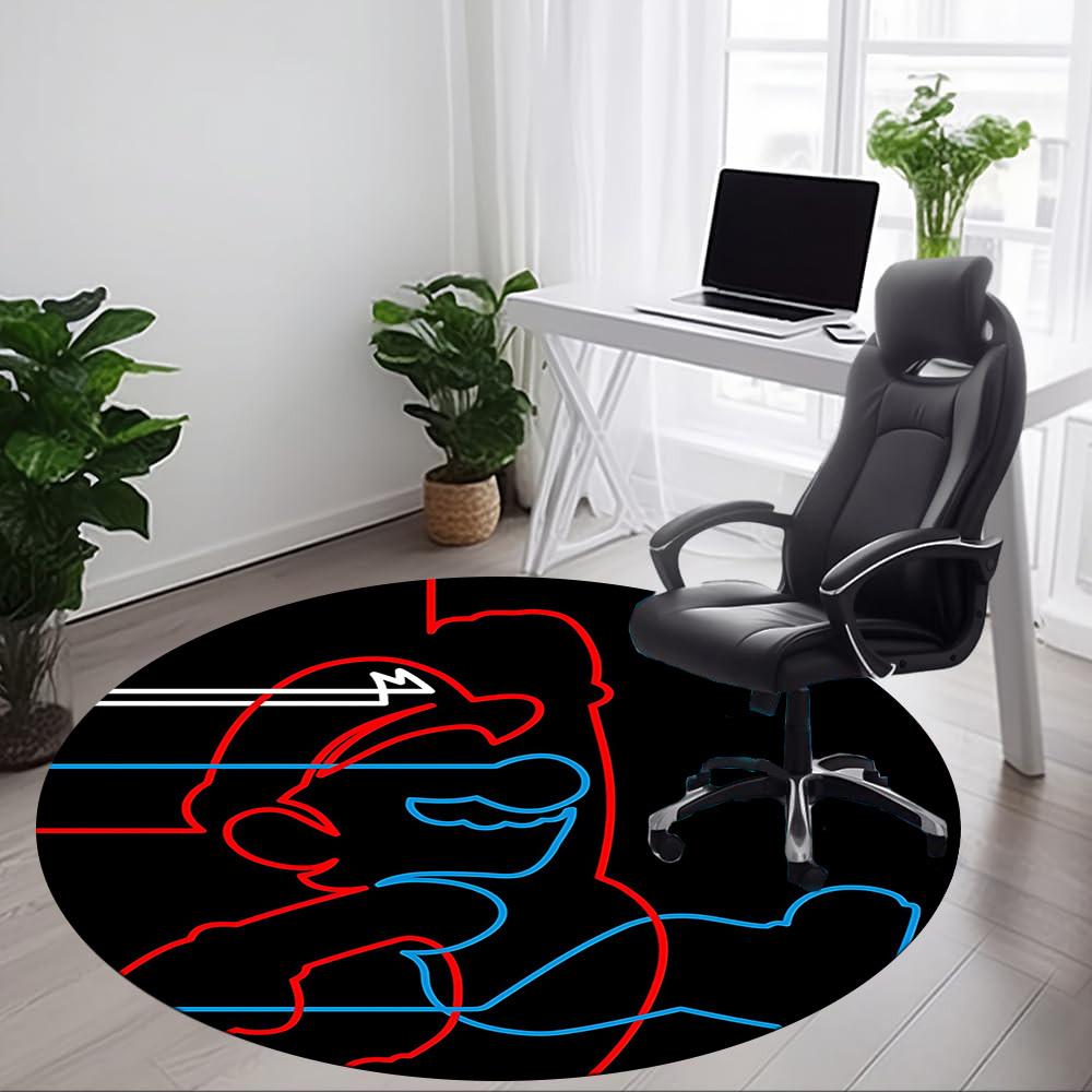1pc Mario Lines Office Round Area Rug, Indoor Mat Suitable For Office,Bedroom Living Room Home Decor, Room Deco a0926042