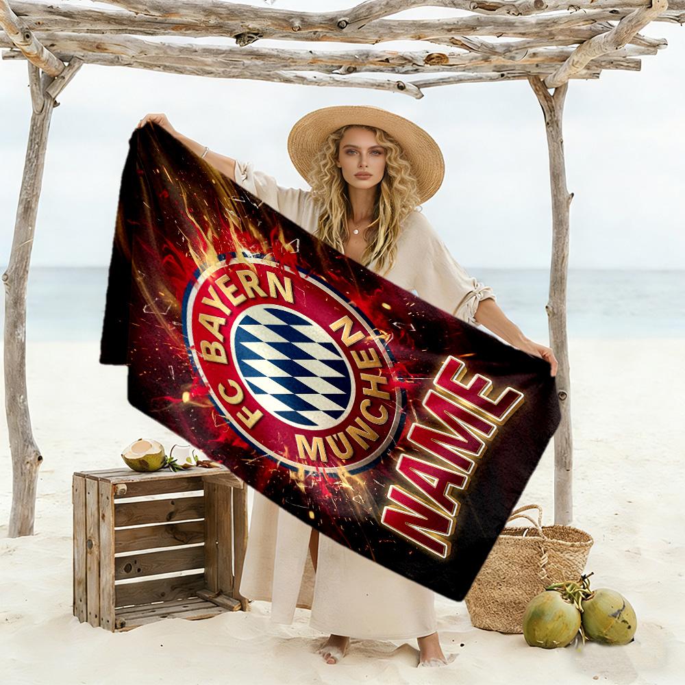 Fc Bayern München Galaxy Frame Customized Name Beach Towel Quick-Dry Soft Microfiber Suitable for Swimming Gym Camping Yoga Vacation