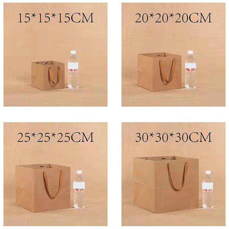 Square Paper Gift Bag for Flowers & Basketball Birthday with Simple Ins Style