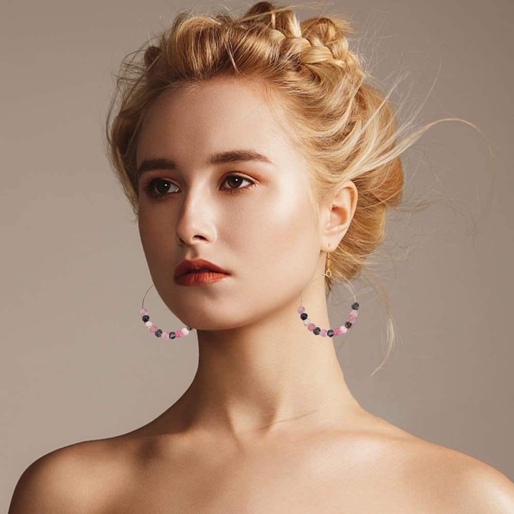 About 90Pcs Faceted Natural Tourmaline Beads 4mm Round Small Gemstone Strands Mixed Color Loose Spacer Seed Beads for DIY Necklace Bracelets Earring