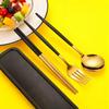 410 Stainless Steel Travel Cutlery Set: Fork, Spoon & Chopsticks In Gift Box. Perfect for Students!