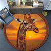 Giraffe Round Area Rug,Carpet Rug for Living Room Bedroom Sofa Playroom Decor,Non-slip Floor Mat