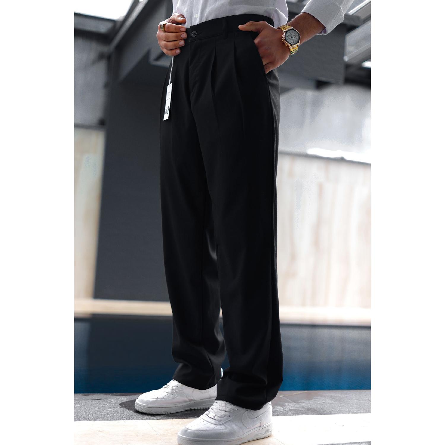 

Мешковатые черные брюки с двойной складкой свободного кроя, классические широкие брюки, новый сезон M/32 чёрный