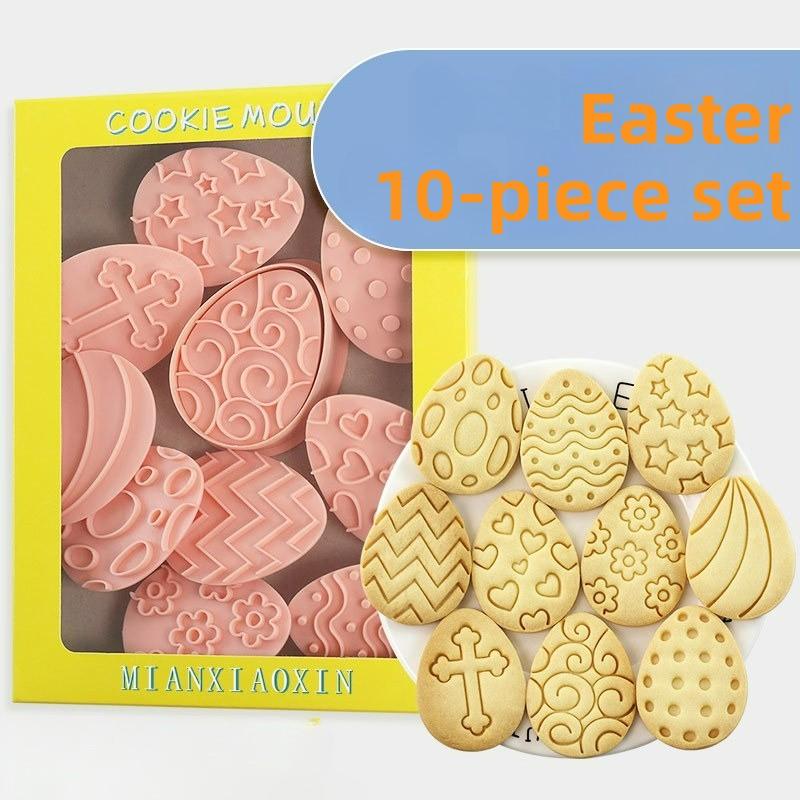 

10Pcs Easter Plastic Cookie Mold Rabbit Egg Biscuit Mold 3D Cartoon Bunny Mould Cake Baking Tools Easter Party Decorations Gift