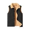 Men Winter Waistcoat Velvet Lining Corduroy Vest Coat Lapel Sleeveless Single-Breasted Thickened Vest with Pockets