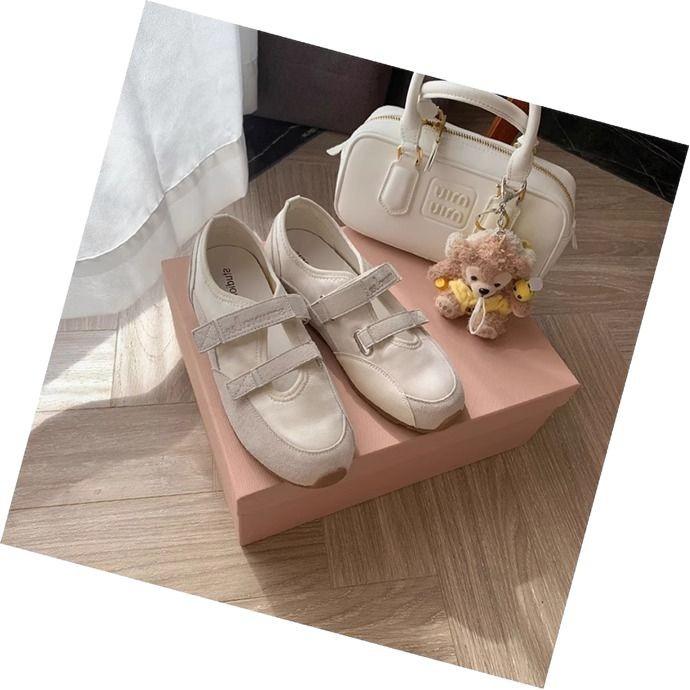 Water drop hollow double Velcro color matching ballet casual shoes leather soft sole not tired feet thin round head flat sole single shoes